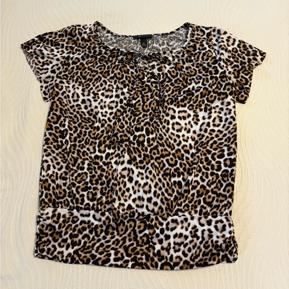 AB Studio Tops - AB Studio Short Flutter Sleeve Leopard Print Top